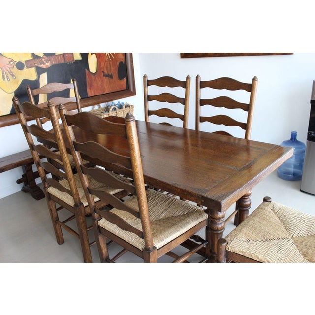Vintage Ladderback Rush Seat Side Chairs Set of 6 For Sale - Image 15 of 17