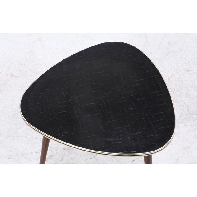 Wood Vintage Kidney-Shaped Side Table Black Decorated Tabletop, 1950s For Sale - Image 7 of 11
