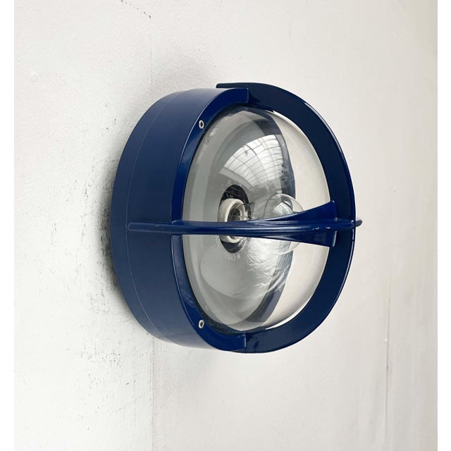 Mid-Century Modern Danish Pirate Blue Metal Outdoor Wall Lamp by Eva and Nils Koppel, Gert Edstrand for Nordisk Solar, 1960s For Sale - Image 14 of 18