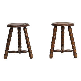 1970s Pair Of French Bobbin Stools For Sale