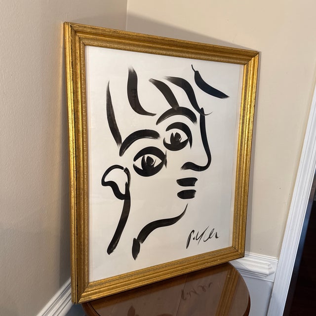 Black Peter Keil Original Black & White Abstract Portrait Painting For Sale - Image 8 of 9