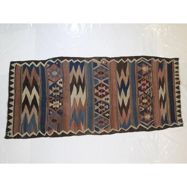 Wool on wool pile genuine hand made very fine antique North west Persian Kilim-
