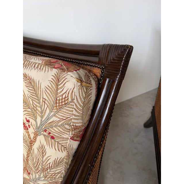 Palecek Coastal Organic Rattan & Cane Lounge Armchairs With Leather-Wrapped Details – Pair For Sale - Image 11 of 12
