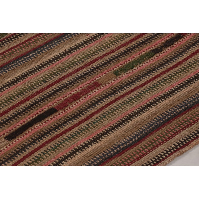 Traditional Vintage Palas Bidjari Persian Square Kilim, Colorful Geometric Stripe - Rug & Kilim For Sale - Image 3 of 8