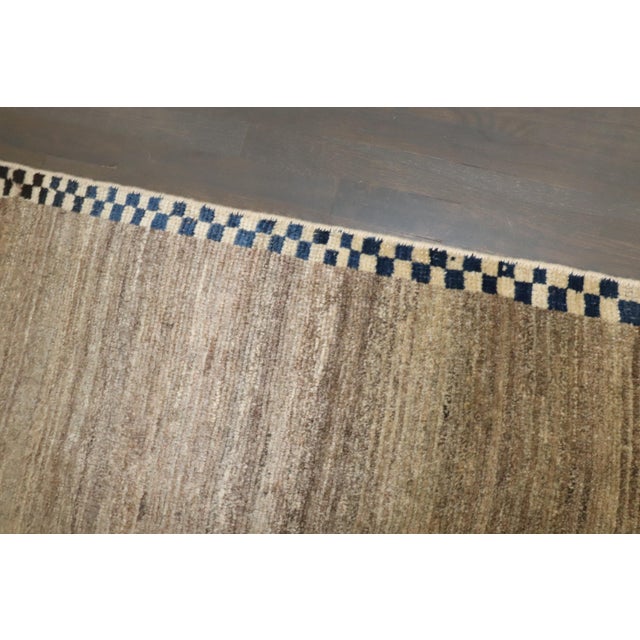 Zabihi Collection Persian Gabbeh Checker Border Small Rug For Sale - Image 10 of 11