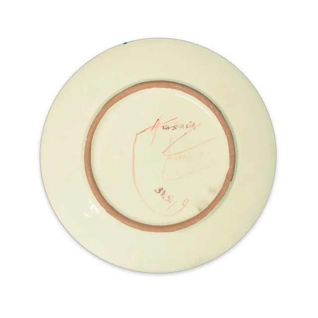 Yellow Brush - Original Hand-made Flat Ceramic Dish by A. Kurakina - 2019 2019 For Sale - Image 3 of 4