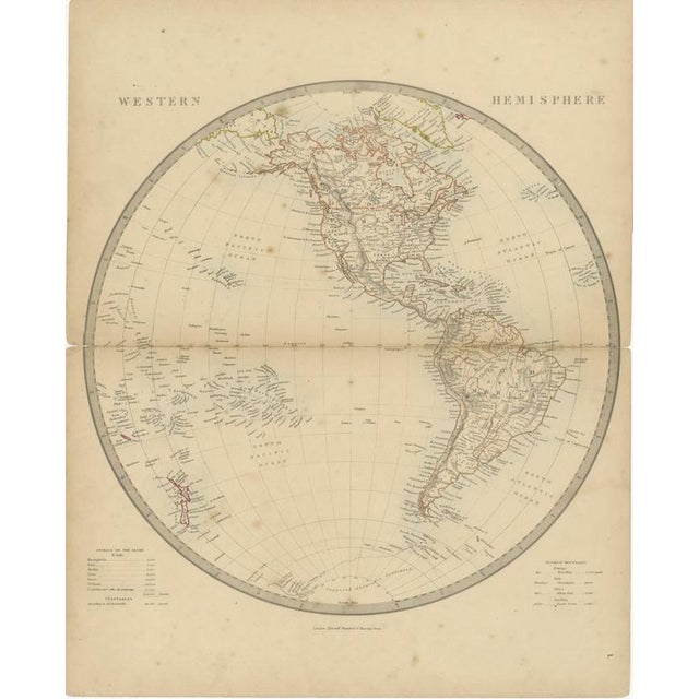 Antique Map of the Western Hemisphere with Highest Mountains Table, 1858 For Sale - Image 3 of 9