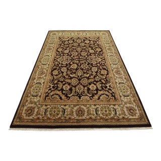 Agra Rug 8’10” X 12’4” Brown Wool Traditional Hand-Knotted Oriental Carpet For Sale