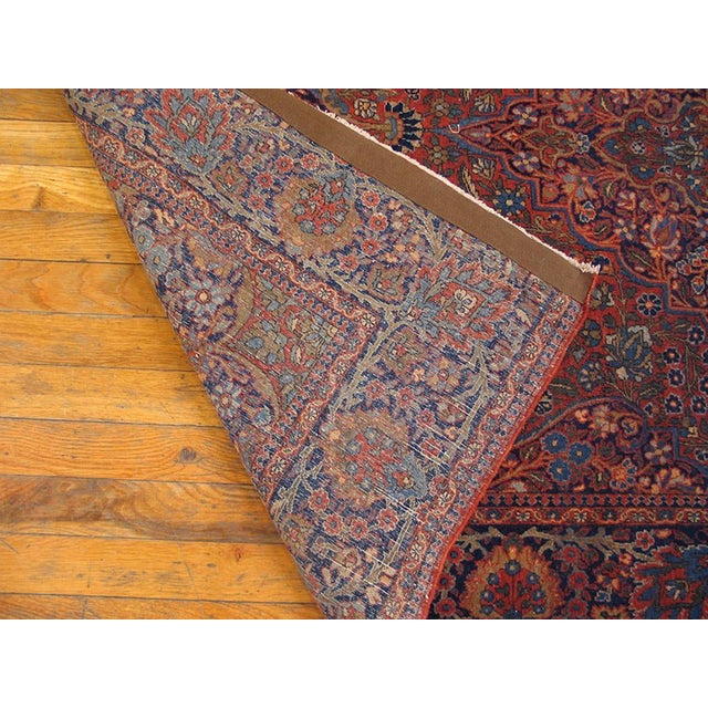 Early 20th Century 1900s Red Medallion Antique Persian Kashan Rug 4'2" X 6'6" Handknotted Wool Carpet For Sale - Image 5 of 5