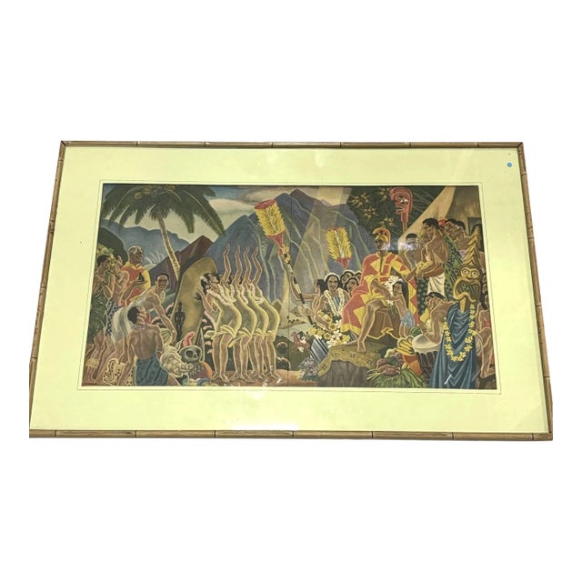 Vintage 1934 Eugen Savage Lurline Matson Lines Vintage Cruise Ship Menu Art Print Original Framing For Sale