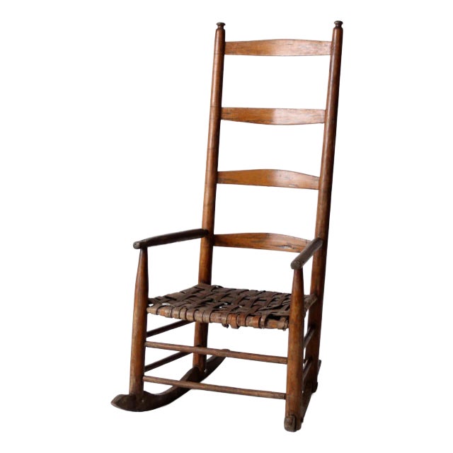 Antique Splint Weave Seat Rocking Chair For Sale