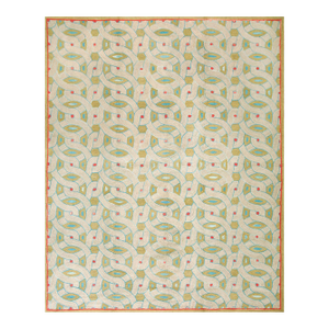 2020s Green Modern Geoemtric Contemporary Carpet Handmade Cotton Hooked Rug 8' X 10'