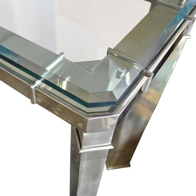 Mastercraft Mastercraft Brass and Glass Console Sofa Table For Sale - Image 4 of 8
