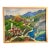 1970s Bin Kashiwa Original Oil Painting Folk Art Country Village Framed Canvas Signed For Sale