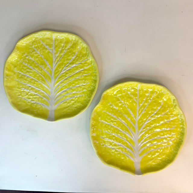 A pair of classic Cabbage Ware Luncheon Plates in yellow. These are from Portugal by Secla. They feature the traditional...