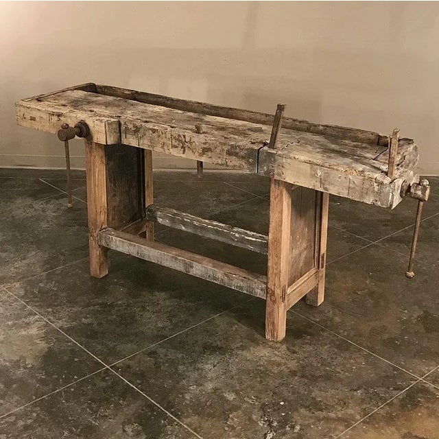 Early 20th Century Antique Carpenter's Workbench ~ Sofa Table ~ Console For Sale - Image 5 of 13