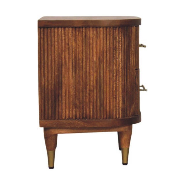 Amber Oak-Finish Mango Wood Ribbed Nightstand For Sale In Philadelphia - Image 6 of 8