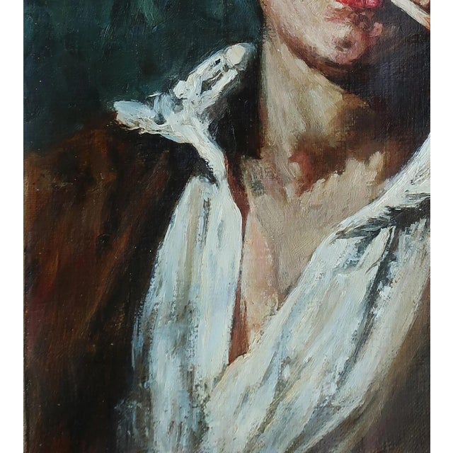 1980s Vintage Oil Painting: Smiling Young Man Portrait, Ukrainian Art 39-35 For Sale - Image 5 of 6