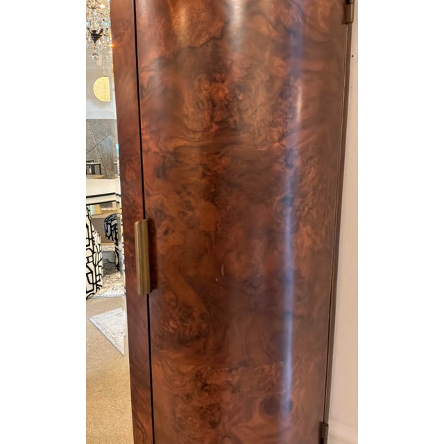 2020s Jonathan Charles Modern Burl Mahogany Jacques Full Length Storage Mirror For Sale - Image 5 of 8