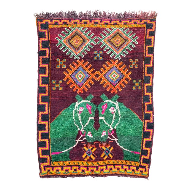 Moroccan Sister Horse Rug Wool Pile Rug - 4 X 6 For Sale