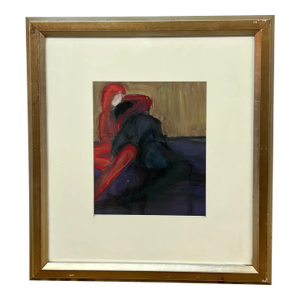 Nancy Willis Two Spies in Red Painting, Circa 1980