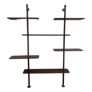 Ketch Bookcase-Wood/Brass Lacquered Steel For Sale