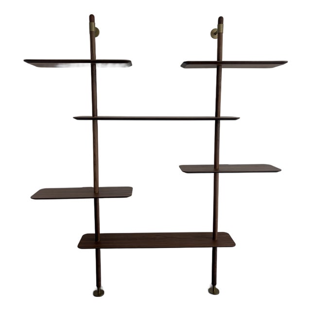 Ketch Bookcase-Wood/Brass Lacquered Steel For Sale
