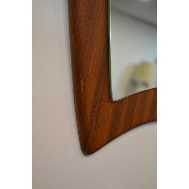 Mid-Century Danish Teak Wall Mirror with Sculptural Frame, 1960s For Sale - Image 4 of 10