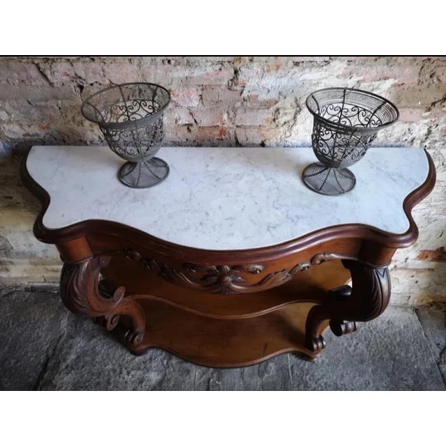 Antique French Empire Napoleon III Console Table in Mahogany, 1860 For Sale - Image 4 of 18