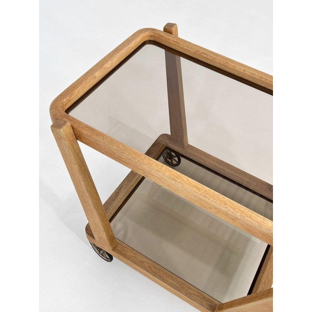 Oak and Glass Serving Table by Guillerme et Chambron for Votre Maison, 1950s For Sale - Image 6 of 8
