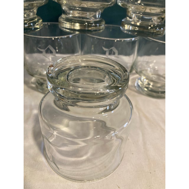 Vintage "S" Etched Double Old Fashioned Glasses- Set of 8 For Sale In Oklahoma City - Image 6 of 8
