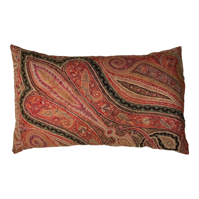 Single Antique Pillow Made From Kashmir Shawl For Sale