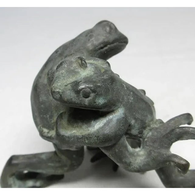 Japanese Antique Japanese Copper Sumo Wrestling Frogs For Sale - Image 3 of 6