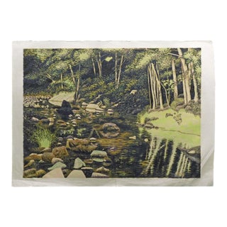 Gordon Mortensen "Big Sur" Signed Fine Art Woodcut River #129/130 Submit Offer For Sale