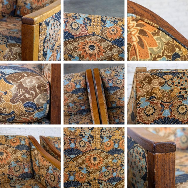 Mid-20th Century Mid Century Modern Pair Chairs With Oak Frames and Floral Fabric For Sale - Image 16 of 18