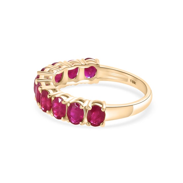 Metal 18k Yellow Gold Ruby Wedding Band Ring Size 5.5 For Sale - Image 7 of 12