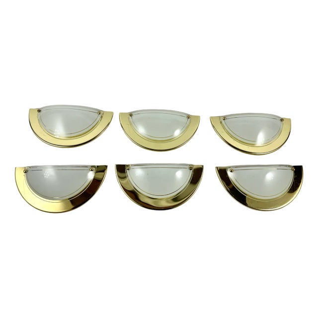 Vintage Wall Lamp in Brass & Glass from Massive, Belgium, 1970s For Sale