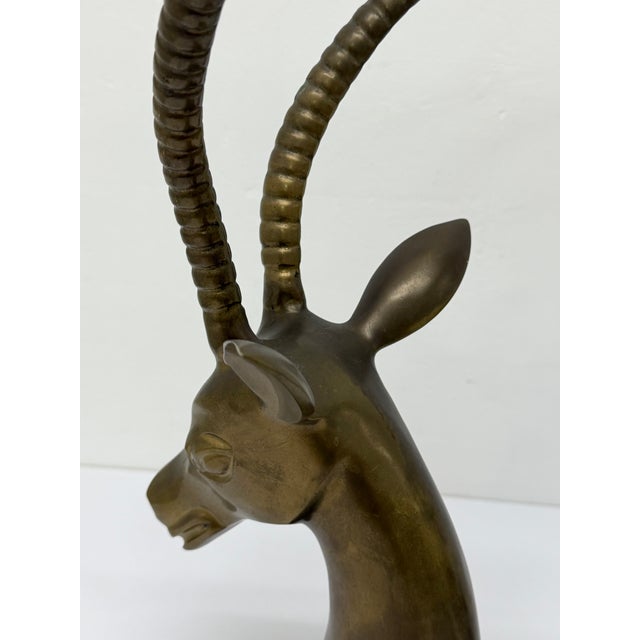 Brass Gazelle Sculpture on Variegated Green Marble Base, 1970s For Sale - Image 18 of 18