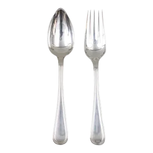 Antique 19th Century Dutch Sterling Silver Serving Spoon & Fork - a Pair