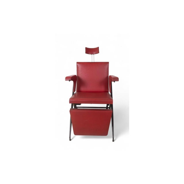 Vintage Real Dorica Hairdresser Chair in Red Faux Leather, 1960s For Sale - Image 9 of 9