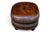 1960s Vintage Oval Brown Leather Ottoman With Brass Nailhead Trim and Rounded Feet For Sale - Image 5 of 10