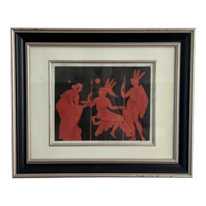 Antique Roman Print in Red and Black, Framed