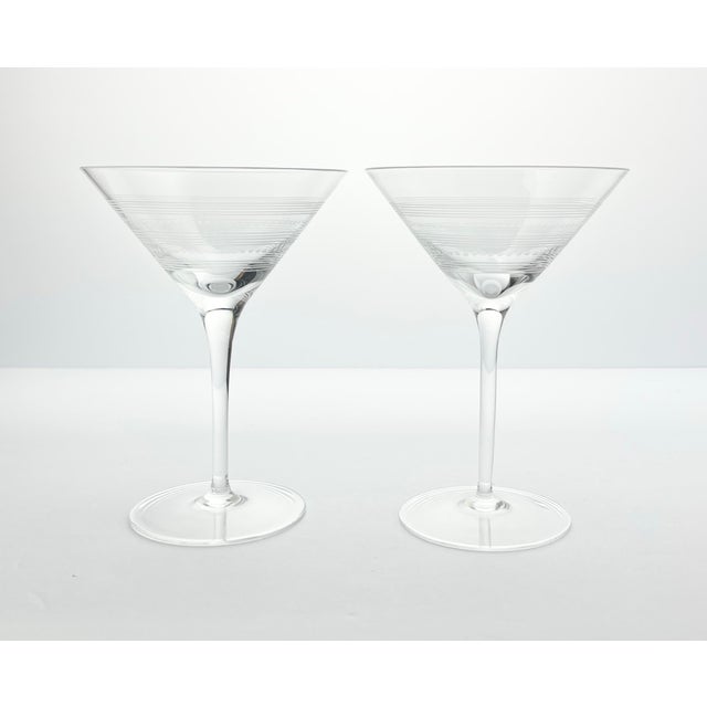 Contemporary Pair of Martini Glasses 6 3/4” 8oz Reached Banded Stripes & Dots Excellent condition. No chips, cracks, or...