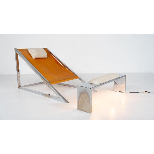 Mid-Century Modern 'Mies' Lounge Chair with Ottoman by Archizoom Associati, 1960s Dimensions : Chair : 130 x 74 x 76H CM...