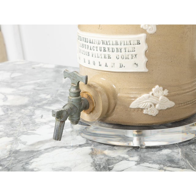 An English Victorian period glazed stoneware water filter from the 19th century, made into a new table lamp wired...