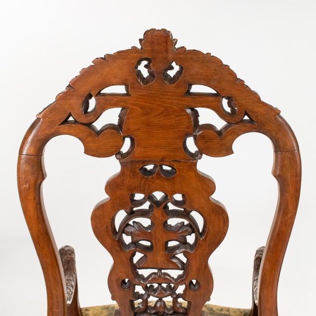 Pair of Large Late 19th C. French Régence (Louis Xiv/Xv) Revival Hand-Carved Solid Walnut Fauteuil Armchairs/Thrones For Sale - Image 14 of 18