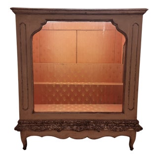 Piedmontese Display Cabinet in Ivory with Silver Mecca Frame, 1780 For Sale