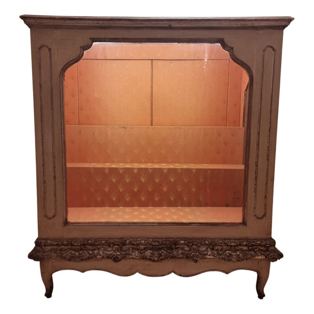 Piedmontese Display Cabinet in Ivory with Silver Mecca Frame, 1780 For Sale