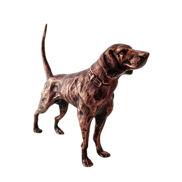 Antique Copper Finish Metal Dog Sculpture For Sale - Image 9 of 11