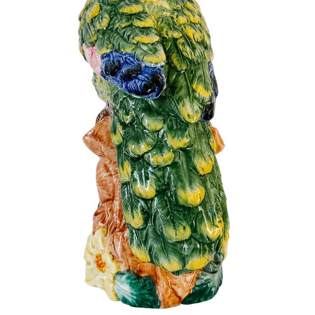 Large Scale Vintage Italian Majolica Ceramic Parrot Sculpture by Intrada For Sale - Image 13 of 15